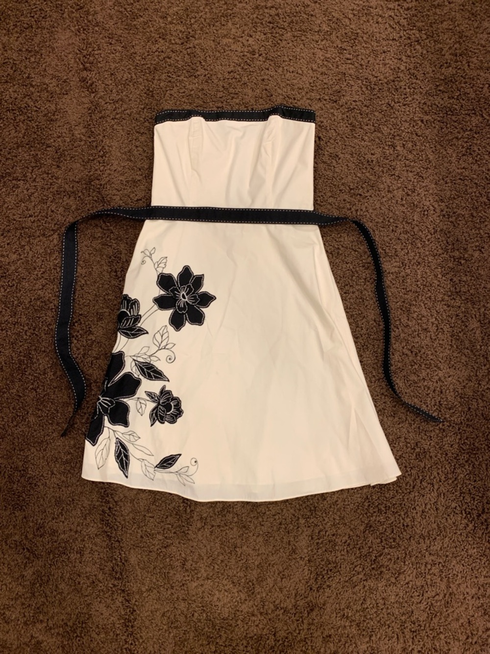 White House Black Market White Dress with Black Trim
